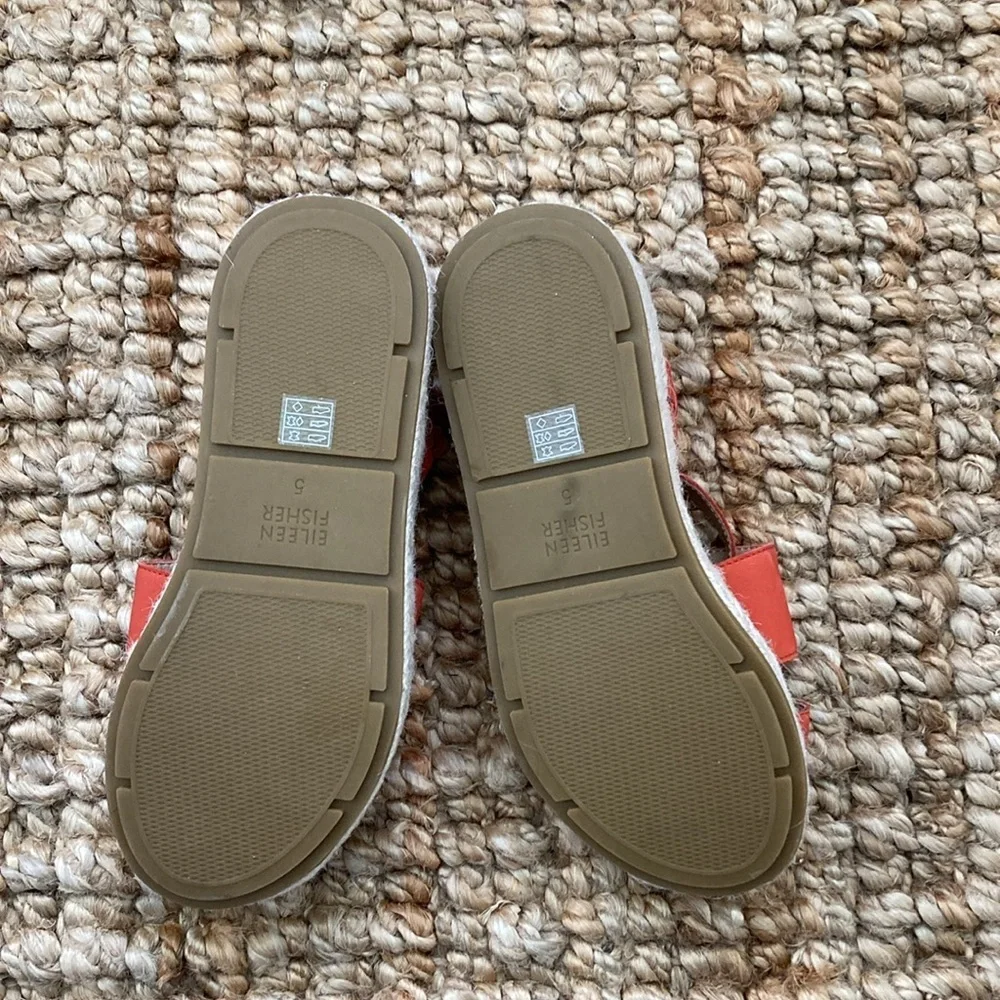 Eileen Fisher Devi Espadrille Strappy Leather Platform Shoe Womens Size 5 Orange